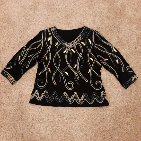 Dressy black and gold top - Picture 1 of 2